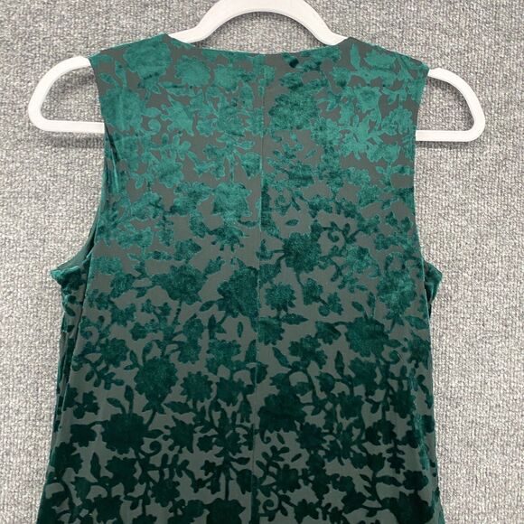 Tommy Hilfiger Dress Size 4 Green Floral Velvet Burnout Forest Fairy Whimsical - Picture 4 of 9